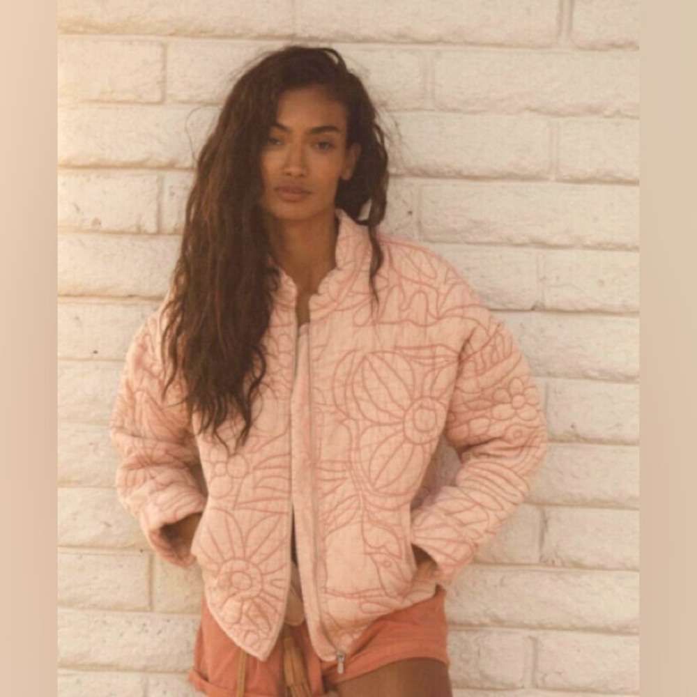 Anthropologie Relaxed Quilted Jacket in Pink